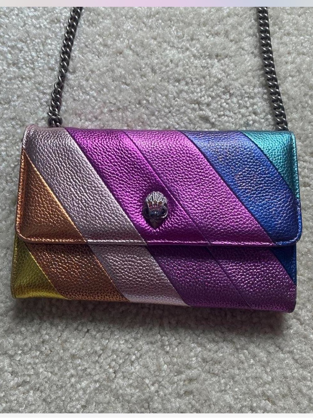 Kurt Geiger Multicolor Leather Crossbody Bag - Rainbow Stripe